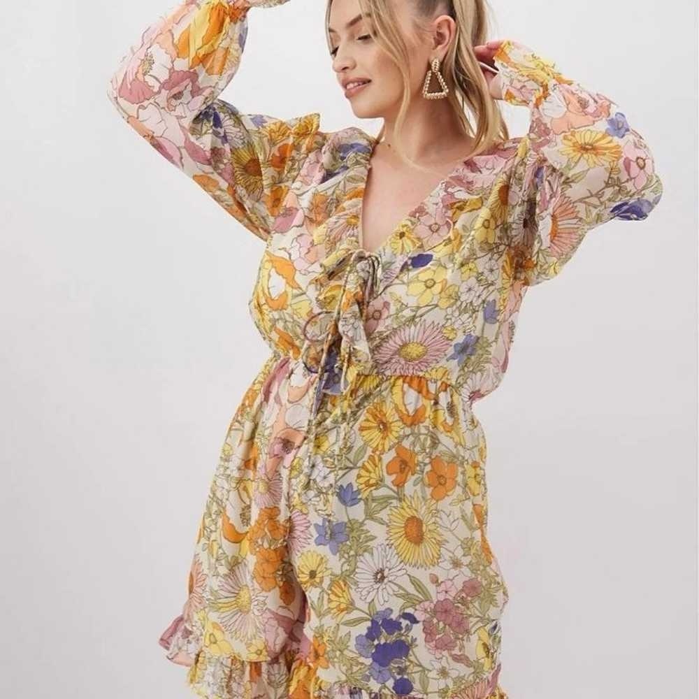 Neon Rose Floral Ruffle Romper